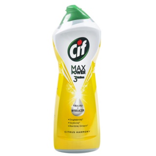 Mleczko do czyszczenia CIF Max Power 3 Action Cytryna, z wybielaczem, 1001g, Środki czyszczące, Artykuły higieniczne i dozowniki