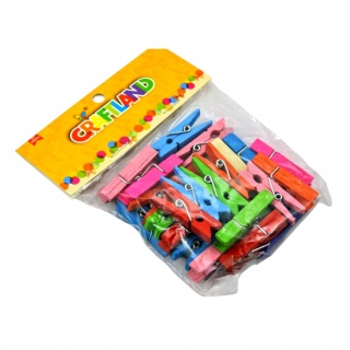 KLAMERKI GRUBE KOLOR 24szt, Patyczki, klamerki, Art. kreatywne