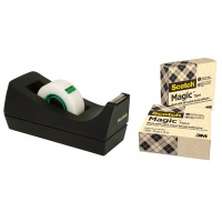 Taśma biurowa SCOTCH&reg; Magic&trade; (9-1933R3C38), 66% kleju roślinnego, matowa, 19mm, 33m, 3szt., podajnik C-38 GRATIS