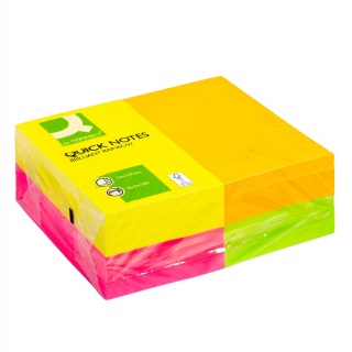 Bloczek samoprzylepny Q-CONNECT Rainbow, 127x76mm, 4x3x80k, neon, mix kolorów, Bloczki samoprzylepne, Papier i etykiety