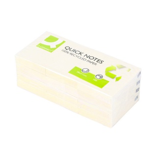 Bloczek samoprzylepny Q-CONNECT Recycled, 38x51mm, 3x100 kart., żółty, Bloczki samoprzylepne, Papier i etykiety