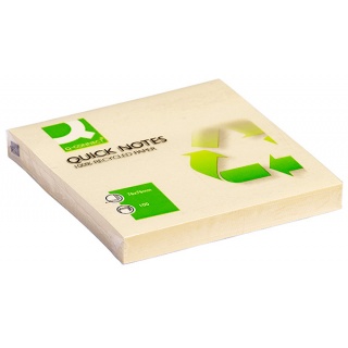 Bloczek samoprzylepny Q-CONNECT Recycled, 76x76mm, 100 kart., żółty, Bloczki samoprzylepne, Papier i etykiety