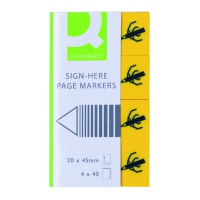 Zakładki indeksujące Q-CONNECT Sign-here, PP, 20x45mm, 4x40 kart., Zakładki indeksujące, Papier i etykiety