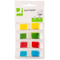 Filing Index Tabs Q-CONNECT, PP, 12x45mm, 4x35 sheets, blister, assorted colors