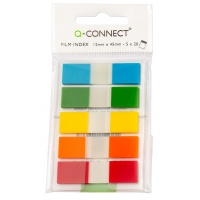 Filing Index Tabs Q-CONNECT, PP, 12x45mm, 100 sheets, polybag, assorted colors