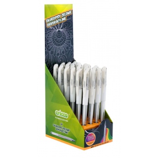 DŁUGOPIS ŻELOWY CRICCO DECO PEN BIAŁY0,7MM 24 SZT. W DSPL., Żelopisy, Artykuły do pisania i korygowania