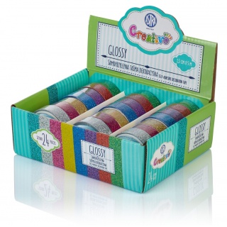 Taśma dekoracyjna brokatowa Glossy - display 24 sztuki, Produkty kreatywne, Artykuły szkolne