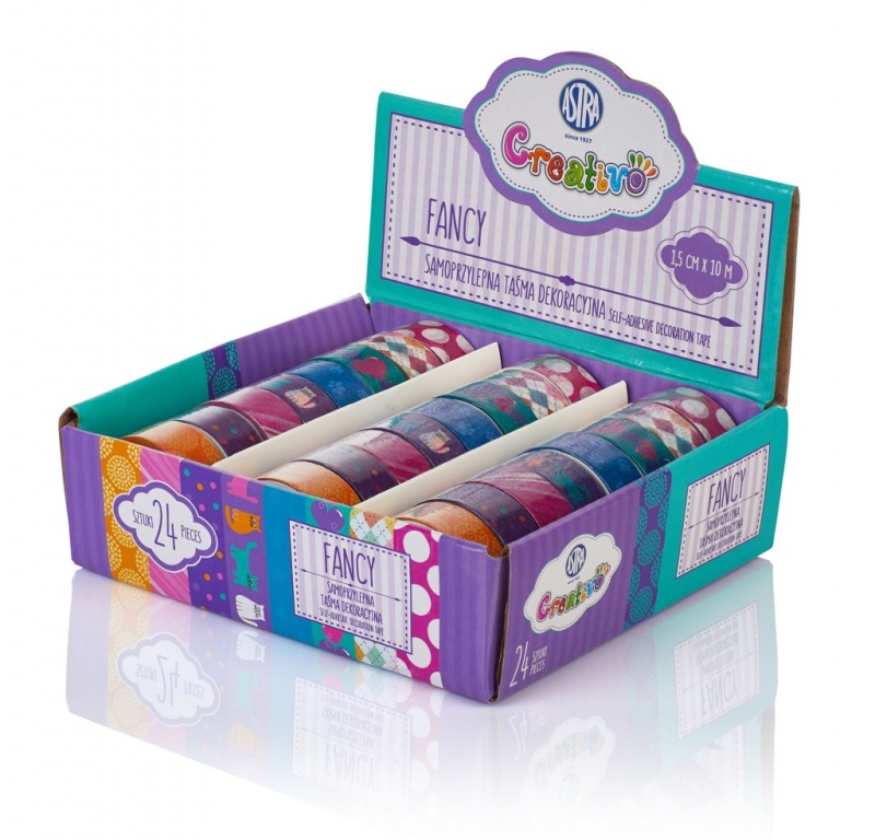 Taśma dekoracyjna kolorowe Fancy - display 24 sztuki, Produkty kreatywne, Artykuły szkolne