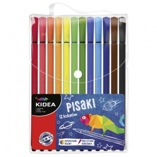 PISAKI W ETUI 12 KOLORÓW KIDEA, Flamastry, Artykuły szkolne