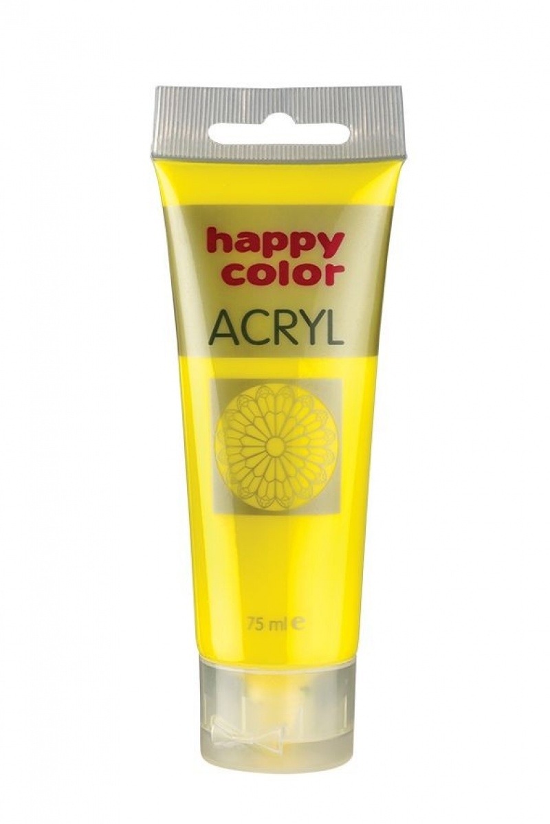 Farba akrylowa 75ml, cytrynowy, Happy Color, Plastyka, Artykuły szkolne