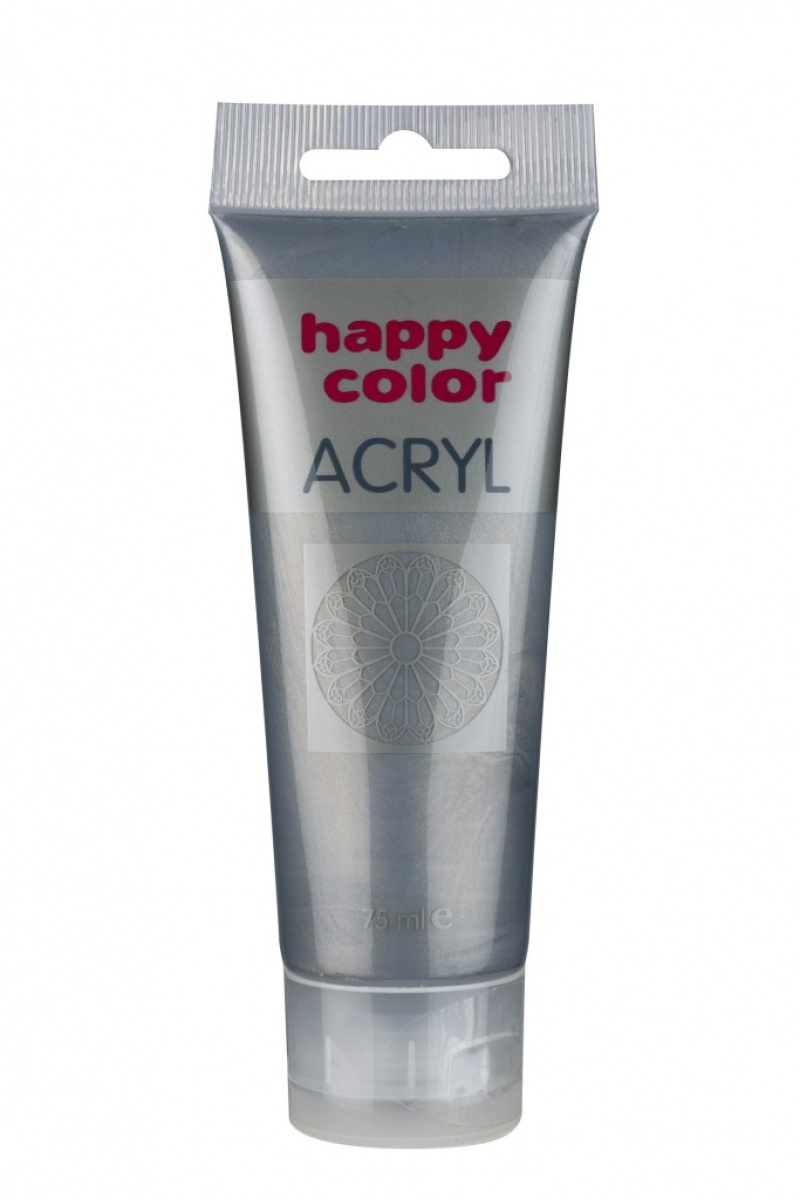 Farba akrylowa 75ml, czarne srebro, Happy Color, Plastyka, Artykuły szkolne