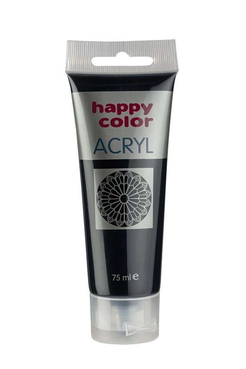 Farba akrylowa 75ml, czarny, Happy Color, Plastyka, Artykuły szkolne