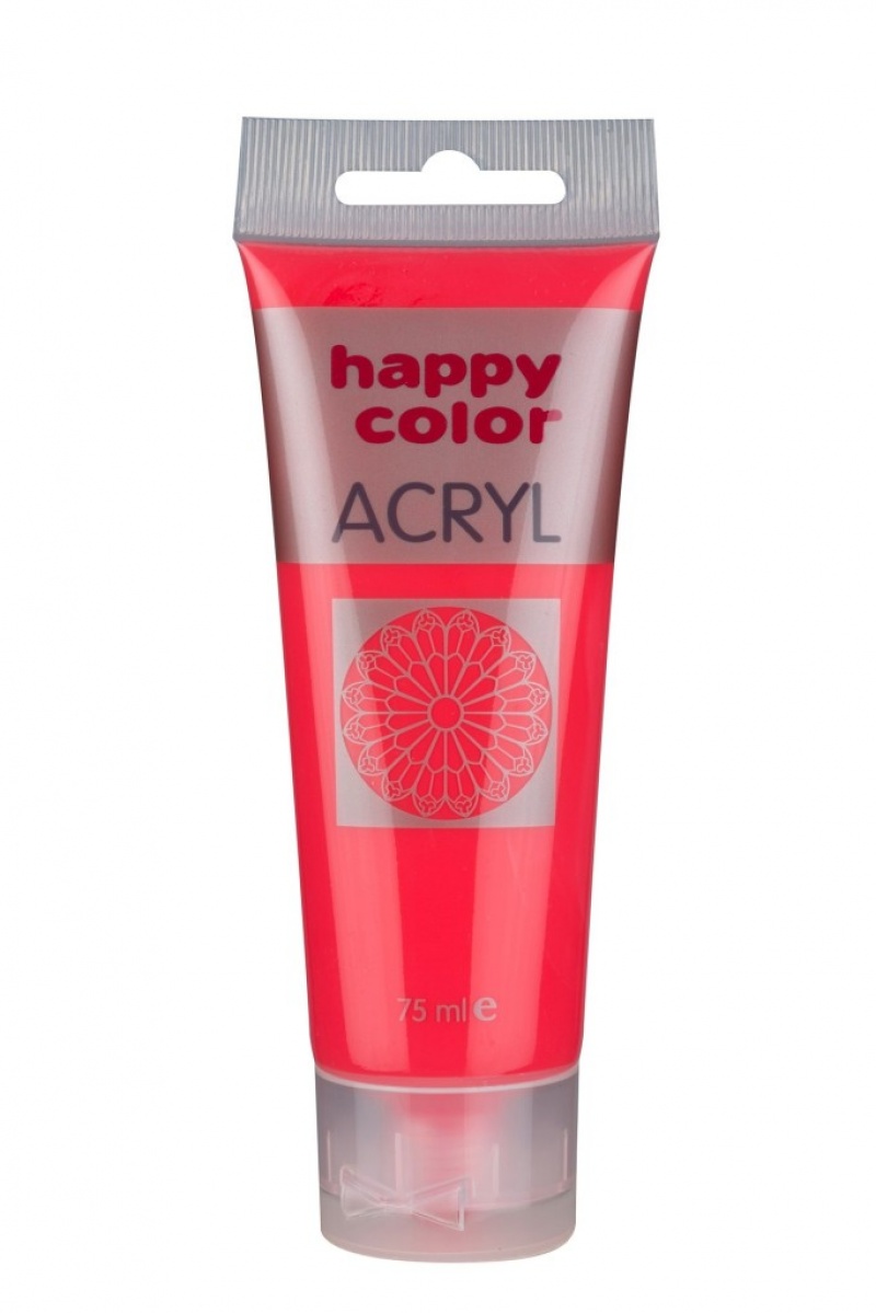 Farba akrylowa 75ml, czerwony fluo, Happy Color, Plastyka, Artykuły szkolne