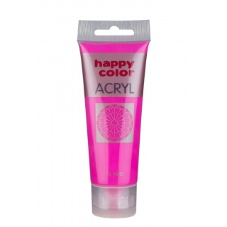 Farba akrylowa 75ml, różowy fluo, Happy Color, Plastyka, Artykuły szkolne