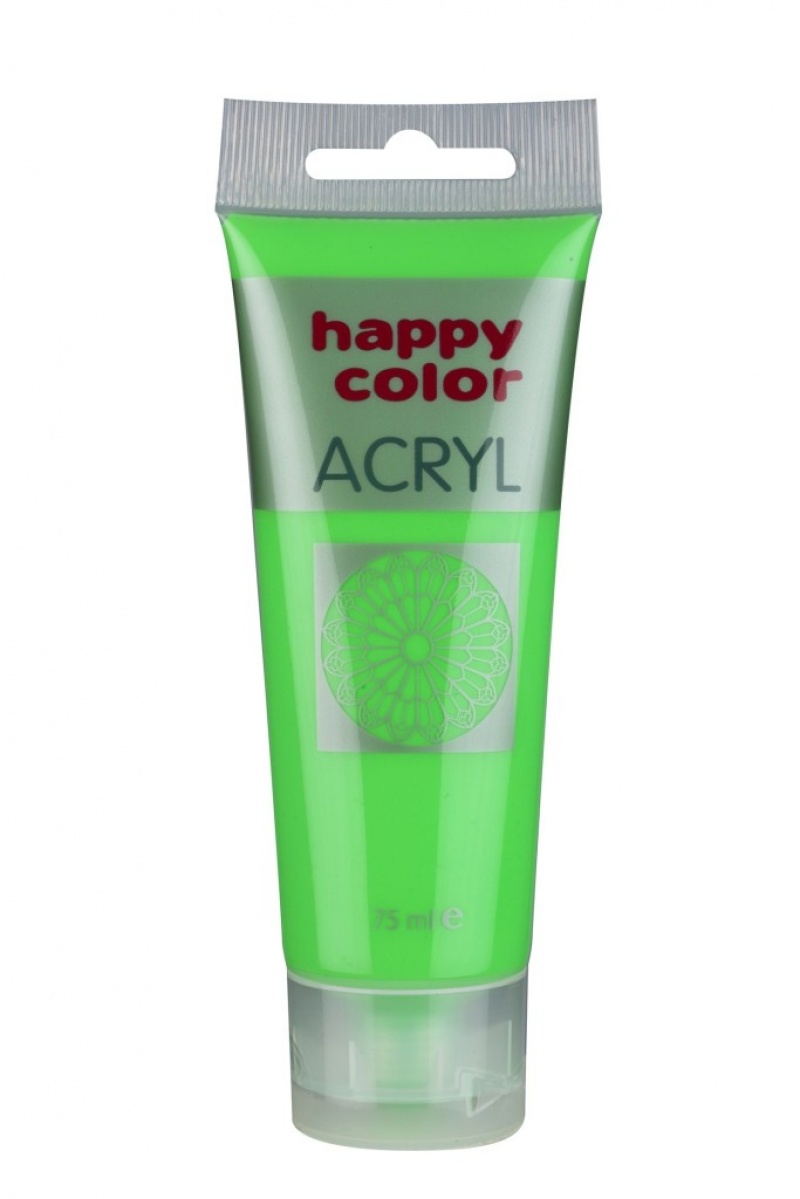 Farba akrylowa 75ml, zielony fluo, Happy Color, Plastyka, Artykuły szkolne