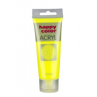 Farba akrylowa 75ml, żółty fluo, Happy Color, Plastyka, Artykuły szkolne