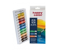 Farba akrylowa zestaw 12 kolorów x 12 ml, Happy Color, Plastyka, Artykuły szkolne