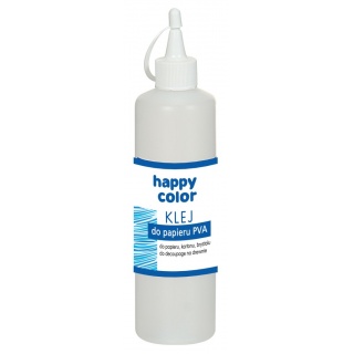Klej do papieru PVA, butelka 250g, Happy Color, Kleje, Drobne akcesoria biurowe