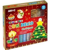 Farby witrażowe AMOS SD10P10-CH - 10 kolorów + witraże Christmas, Plastyka, Artykuły szkolne