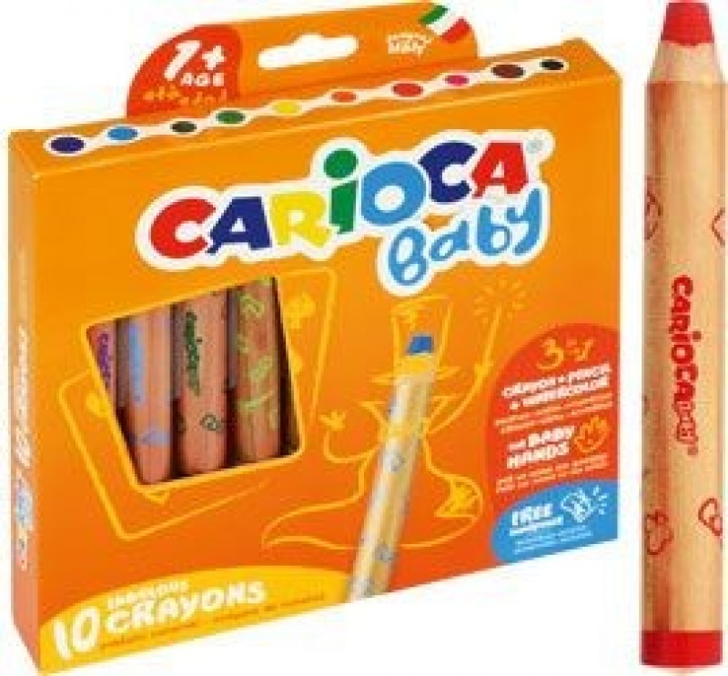 Kredki Baby 10 kolorów 3w1 Carioca (42818), Plastyka, Artykuły szkolne