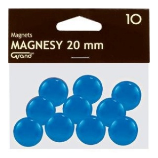 Magnes 20mm GRAND niebieski, Bloki, magnesy, gąbki, spraye do tablic, Prezentacja