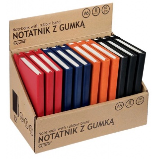 Notatnik GRAND z gumką A6/80 kartek 80gm- kratka MIX, Zeszyty, Artykuły szkolne