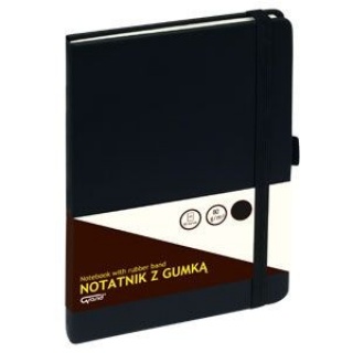 Notatnik GRAND z gumką czarny A5/80 kartek 80gm- kratka, Zeszyty, Artykuły szkolne