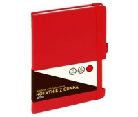 Notatnik GRAND z gumką czerwony A5/80 kartek 80gm- kratka, Zeszyty, Artykuły szkolne