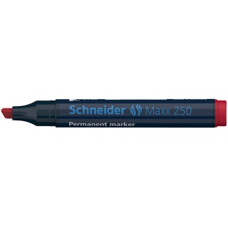Marker permanentny SCHNEIDER Maxx 250, ścięty, 2-7mm, czerwony, Markery, Artykuły do pisania i korygowania