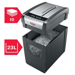 Niszczarka Rexel Momentum X410-SL Slimline, konfetti, P-4, 10 kart., 23l, czarna, Niszczarki, Urządzenia i maszyny biurowe