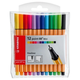 CIENKOPIS STABILO POINT MINI 88, ETUI 12 SZT. 688/12-1, Cienkopisy, pióra kulkowe, Artykuły do pisania i korygowania