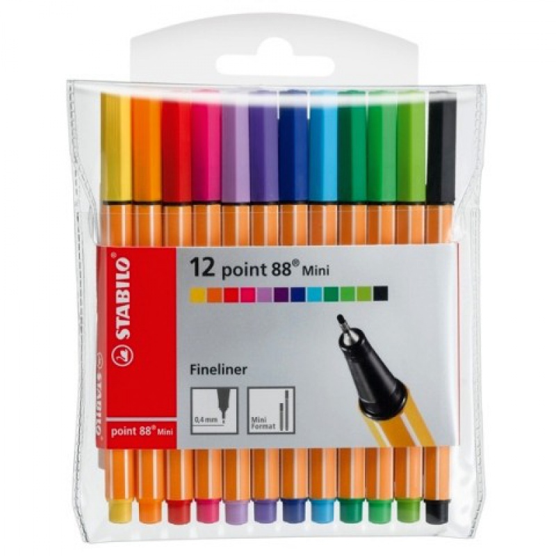CIENKOPIS STABILO POINT MINI 88, ETUI 12 SZT. 688/12-1, Cienkopisy, pióra kulkowe, Artykuły do pisania i korygowania