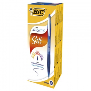 BIC Atlantis Soft Długopis niebieski 1 szt, Długopisy, Artykuły do pisania i korygowania