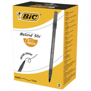 BIC Round Stic Classic Długopis czarny 1 szt, Długopisy, Artykuły do pisania i korygowania