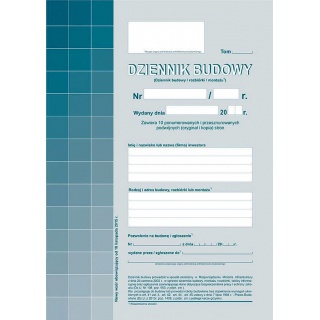 Dziennik budowy, Druki, Papier i etykiety