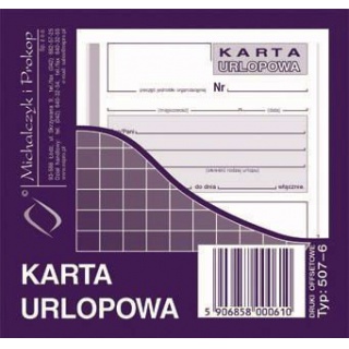 Karta urlopowa, Druki, Papier i etykiety