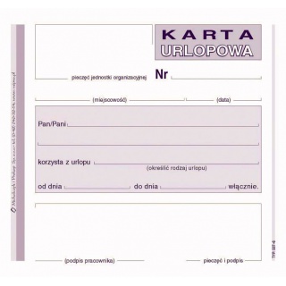 Karta urlopowa, Druki, Papier i etykiety