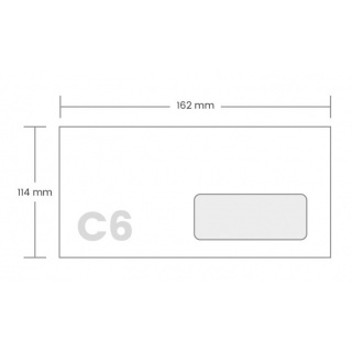 KOPERTA C6 114x162 SK BIAŁA OKNO PRAWE 1000szt, Koperty, Koperty i akcesoria do wysyłek