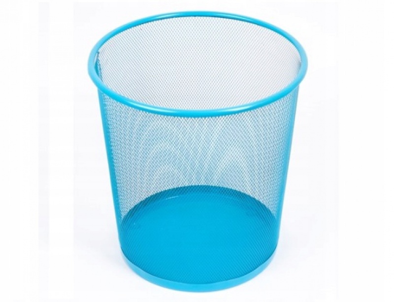 KOSZ METALOWY JASNONIEBIESKI, Kosze, Wyposażenie biura