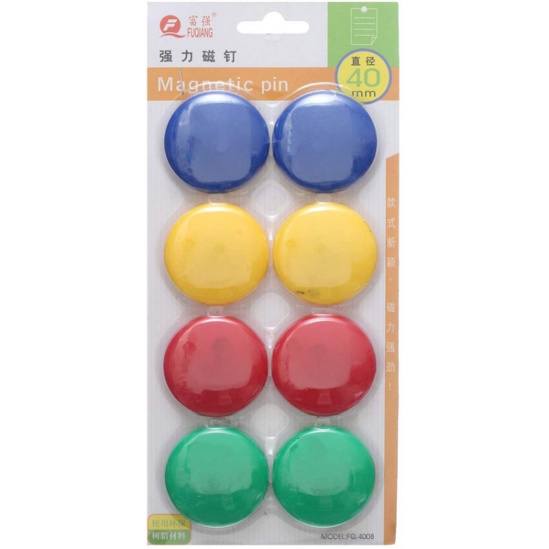 MAGNESY 40mm 8szt, Magnesy, gąbki, spraye do tablic, Prezentacja