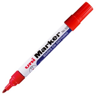 Marker permanentny NO-520F, okrągła końcówka, czerwony, Uni, Markery, Artykuły do pisania i korygowania