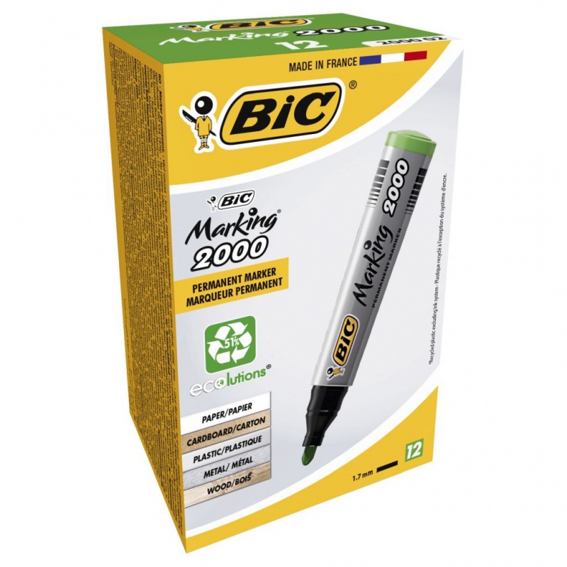 BIC Marking 2000 Ecolutions Marker zielony okrągła końcówka 1 szt, Markery, Artykuły do pisania i korygowania