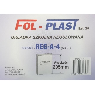 OKŁADKA SZKOLNA REGULOWANA A4 NR-27 295MM /20/, Okładki, Artykuły szkolne