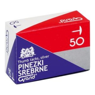 PINEZKI GRAND G50 SREBRNE /1 OP-50szt, Pinezki, Drobne akcesoria biurowe