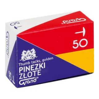 PINEZKI GRAND G50 ZŁOTE /1 OP-50szt, Pinezki, Drobne akcesoria biurowe