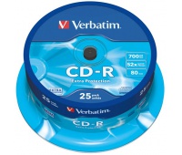 PŁYTY CD-R VERBATIM 700MB 52X CAKE 25 SZT.43432, Nośniki danych, Akcesoria komputerowe
