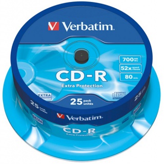 PŁYTY CD-R VERBATIM 700MB 52X CAKE 25 SZT.43432, Nośniki danych, Akcesoria komputerowe