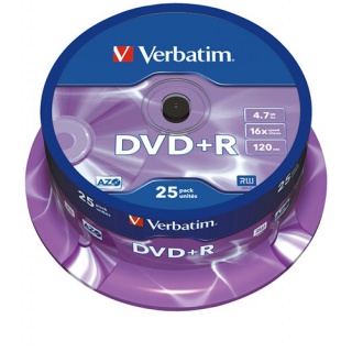 PŁYTY DVD+R VERBATIM 4,7GB 16X CAKE 25 SZT.43500, Nośniki danych, Akcesoria komputerowe