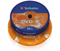 PŁYTY DVD-R VERBATIM 4,7 GB 16X CAKE 25 SZT.43522, Nośniki danych, Akcesoria komputerowe