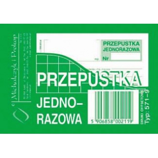 Przepustka jednorazowa, Druki, Papier i etykiety